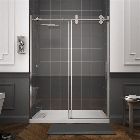 Use the chrome handle to slide the door open and shut. . Ove decors shower doors